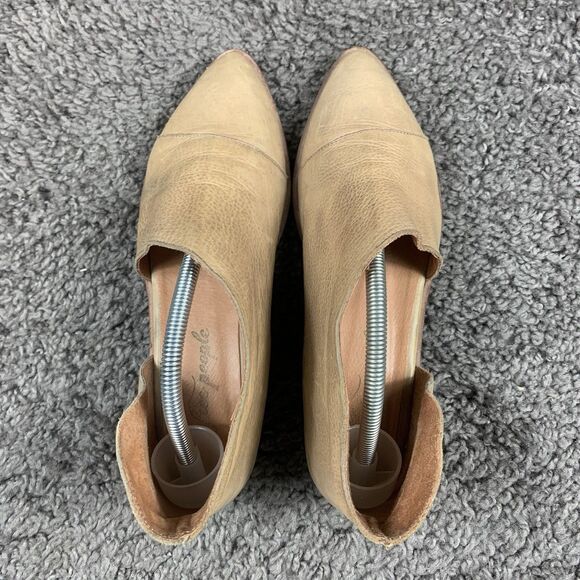 Free People Royale Flat In Taupe Size 7.5-8 D’orsay Leather Booties Boho Neutral - Picture 5 of 8